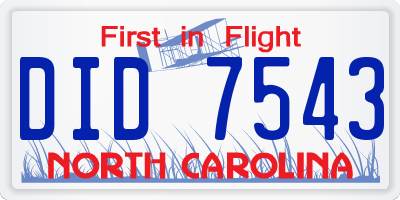 NC license plate DID7543