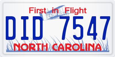 NC license plate DID7547