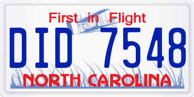 NC license plate DID7548