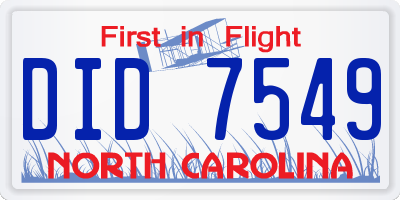 NC license plate DID7549