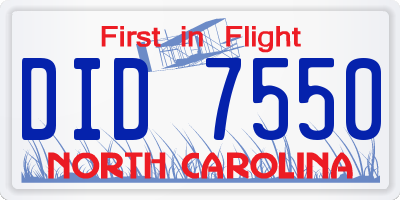 NC license plate DID7550