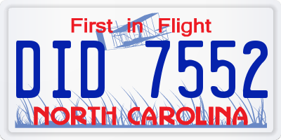 NC license plate DID7552