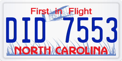 NC license plate DID7553