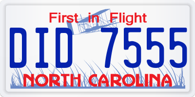 NC license plate DID7555