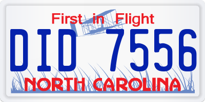 NC license plate DID7556
