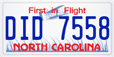 NC license plate DID7558