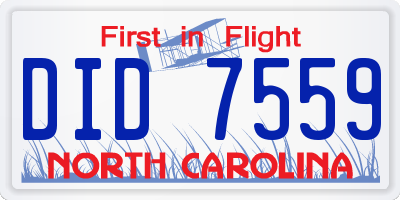 NC license plate DID7559