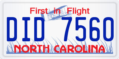 NC license plate DID7560