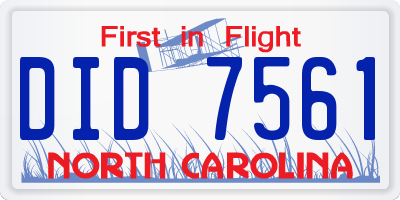 NC license plate DID7561