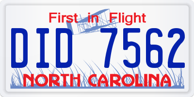 NC license plate DID7562