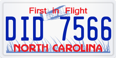 NC license plate DID7566