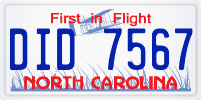 NC license plate DID7567