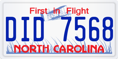 NC license plate DID7568