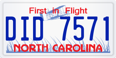 NC license plate DID7571