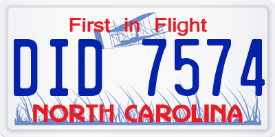 NC license plate DID7574
