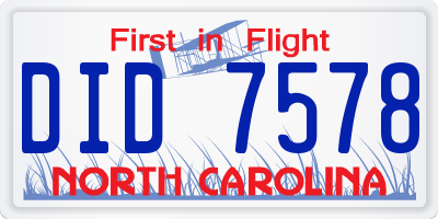 NC license plate DID7578