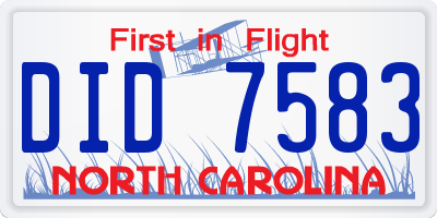 NC license plate DID7583