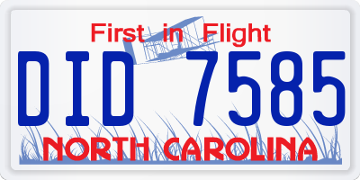 NC license plate DID7585