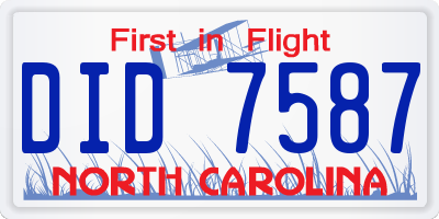 NC license plate DID7587