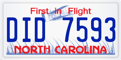 NC license plate DID7593