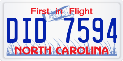 NC license plate DID7594
