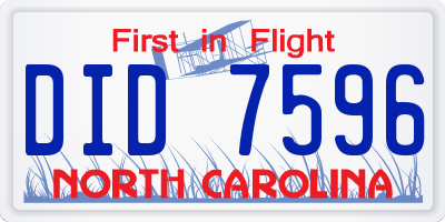 NC license plate DID7596