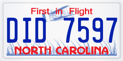 NC license plate DID7597