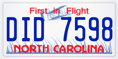 NC license plate DID7598