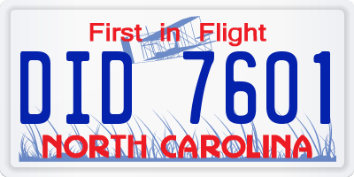 NC license plate DID7601