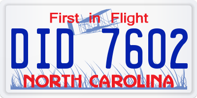 NC license plate DID7602