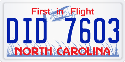 NC license plate DID7603