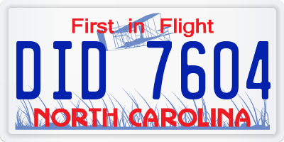 NC license plate DID7604