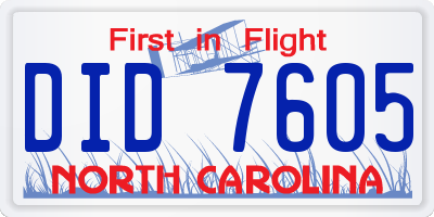 NC license plate DID7605