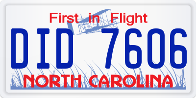 NC license plate DID7606