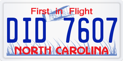NC license plate DID7607