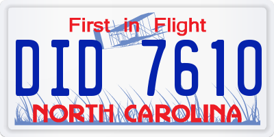 NC license plate DID7610