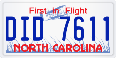 NC license plate DID7611