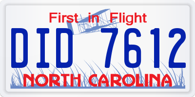 NC license plate DID7612