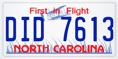NC license plate DID7613