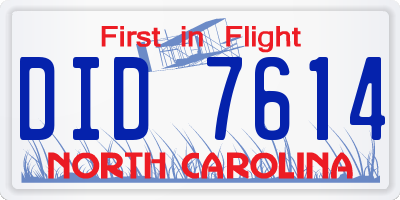 NC license plate DID7614