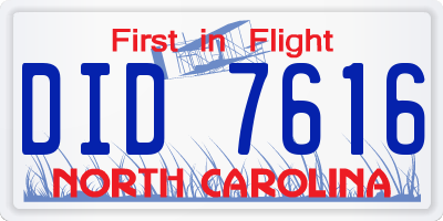 NC license plate DID7616
