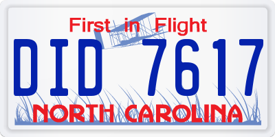 NC license plate DID7617