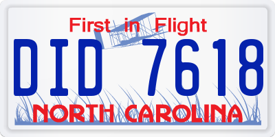 NC license plate DID7618
