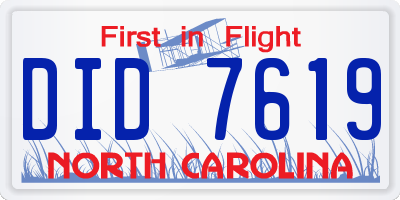 NC license plate DID7619