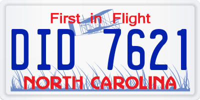 NC license plate DID7621