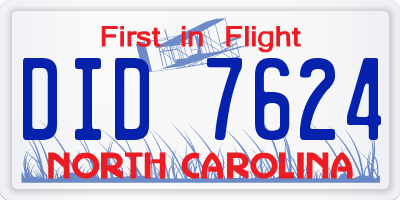 NC license plate DID7624