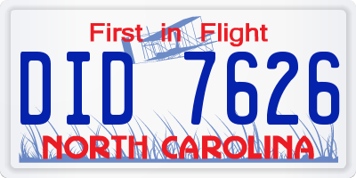 NC license plate DID7626