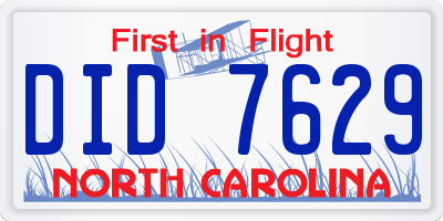 NC license plate DID7629