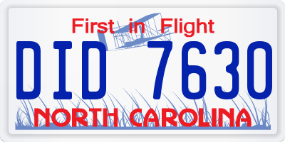 NC license plate DID7630