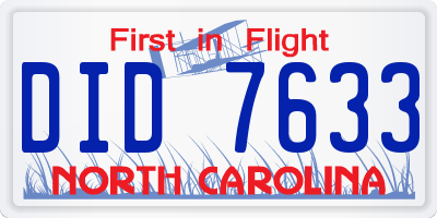 NC license plate DID7633